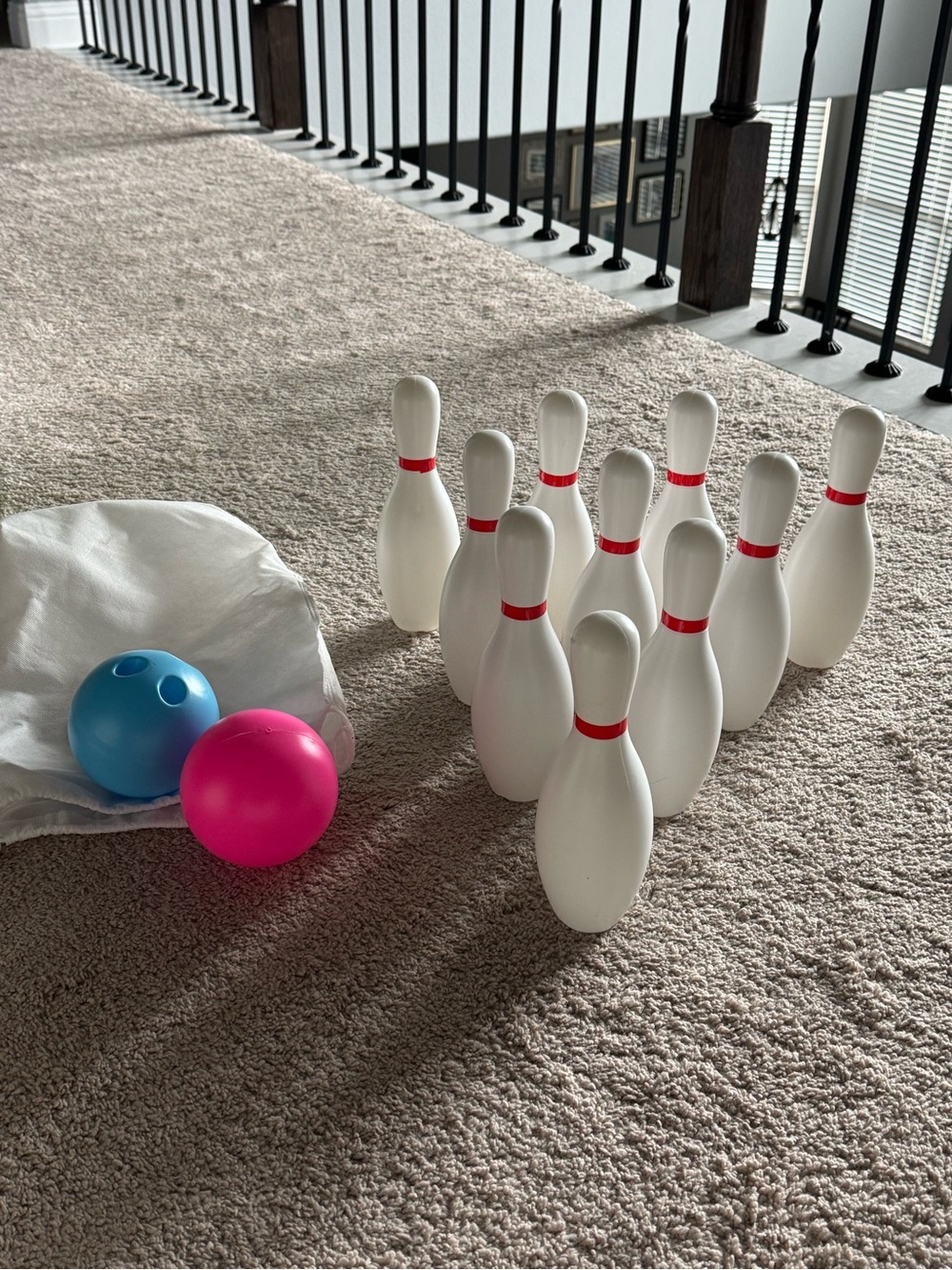Indoor Kids Bowling Set with Pink and Blue Balls
